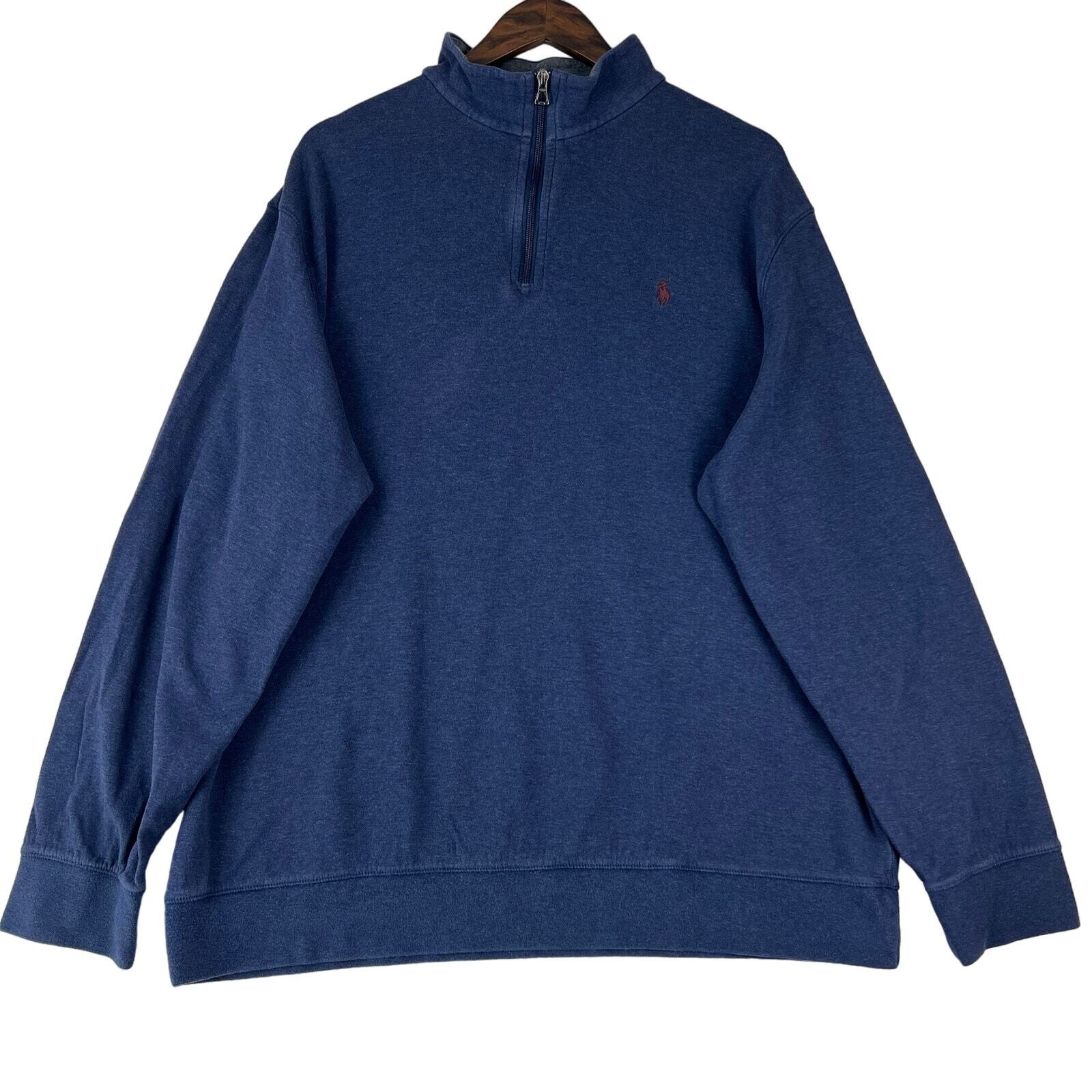 Polo Ralph Lauren Performance Felpa Uomo XXL Blu 1 4 Zip Maglione Pony