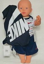 NIKE 3-pc Outfit Gift Set 2 Bodysuits Romper & 1-Pair of Shorts 3-6 Months. BLUE