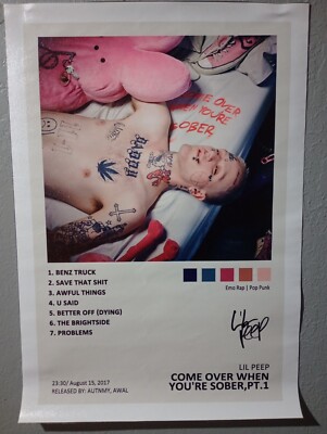 Lil Peep Come Over When You're Sober Pt1  Canvas Poster Emo Wall Art Music Rap 