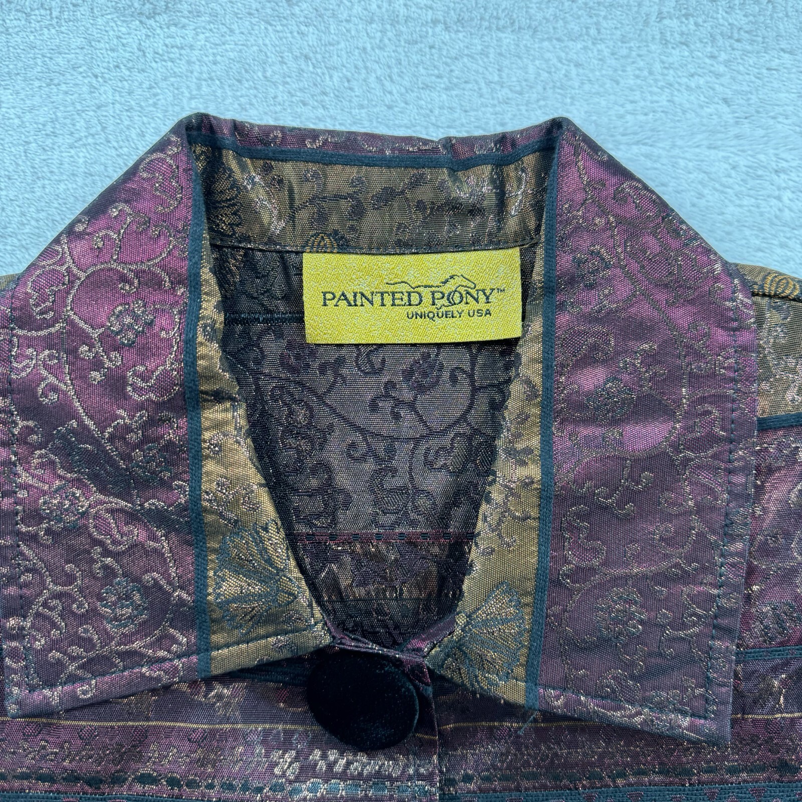 Giacca floreale pony dipinta taglia: XS? (Etichetta senza taglia vedi foto per misure)