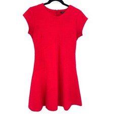 BANANA REPUBLIC Red Textured Short Sleeve Back Zip Stretch Mini Dress Size 0