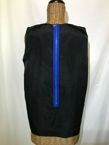 RACHEL ROY - SLEEVELESS BLUE BLACK PLEATED NECK BLOUSE - 6 - Picture 2 of 3