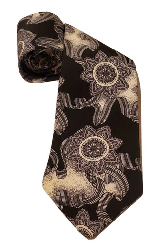 Mens Silk Necktie by T.Beckett Black/White L 58" W 4 1\2" Pre-owned - Picture 2 of 4