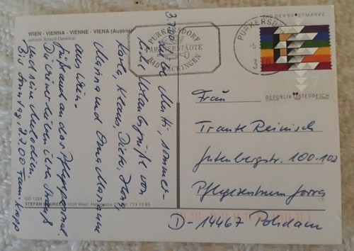 AK Postkarte / 2000 / Wien Österreich / Johann Strauß Denkmal / gelaufen Stempel - Bild 2 von 2