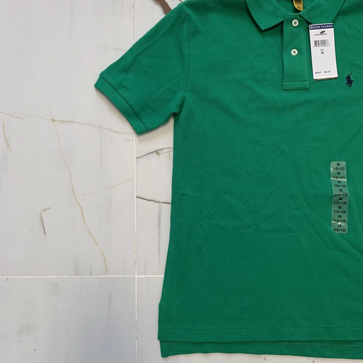 Polo Ralph Lauren Boys Polo Green Shirt Classic Mesh Short Sleeve Pony Logo Sz M