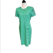 Cynthia Howie green vintage short sleeve eyelet dress size 8 or medium