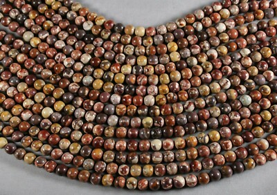 SUPER BIRDSEYE RHYOLITE 8MM ROUND BEADS 16'' STRAND RED BROWN 