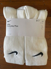 Brand New Nike Drifit Everyday Plus Cushion Crew Socks White Med M6-8/W6-10 6 Pk