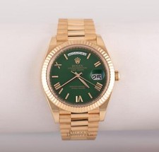 Rolex Day-Date 228238- 18k Gold Fluted Bezel 40mm-Custom Green Roman Dial 2