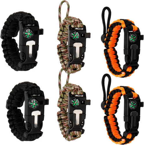 6 Pezzi Braccialetto Paracord Sopravvivenza Kit, Bracciale Sopravvivenza Regolab - Foto 8 di 12