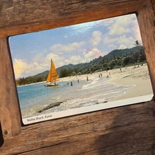 Vintage 1970 Wailua Beach Kauai Postcard Hawaii Sailboat Scenic Coastline View