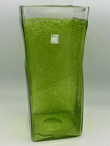 "Amici Glas QUADRATISCHE VASE lila handgeblasen kontrollierte Blase Art 9,5""x4" - Bild 4 von 12