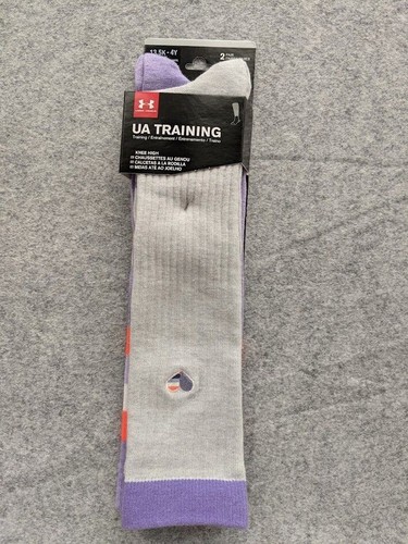 2 Pair Under Armour UA Youth Girl's Training Knee High Socks Purple Size Sm NWT - Picture 3 of 3