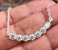 Gorgeous White Diamond Necklace 925 Silver-Great Shine  FREE Diamond studs 