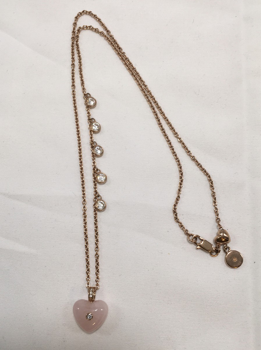 MICHAEL KORS GOLD TONE HEART PINK RHINESTONE CRYSTAL CHAIN PENDANT