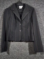 A. Byer Womens  Suit Jacket Top Blazer Pinstriped Size M