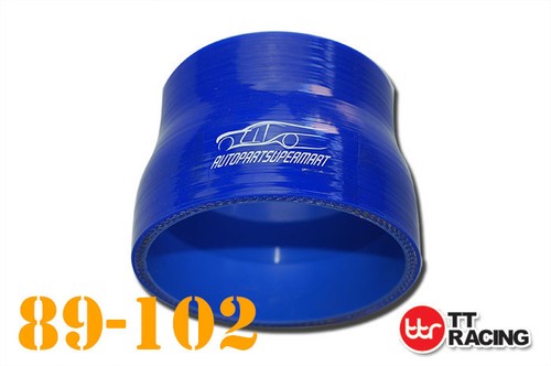 Tuyau de coupleur réducteur droit en silicone 89 mm - 102 mm / 3,5" - 4" (4 plis) bleu - Photo 1 sur 2