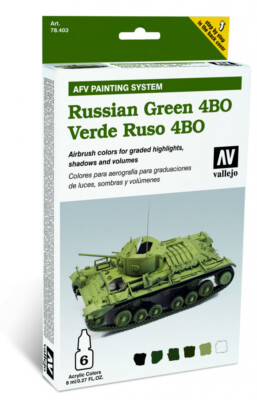 Vallejo Model Air AFV Russian Green 4BO Armour Painting System Paint Set