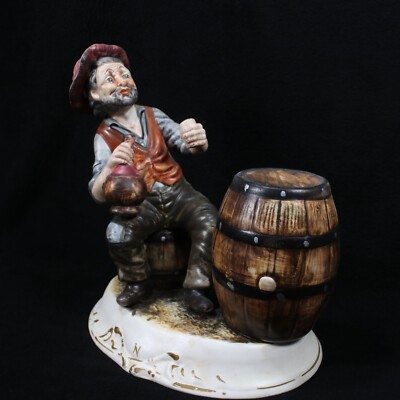 Capodimonte Hobo Old Man Barrel Wine Italian Drinking Drunk Buzzed Porcelain