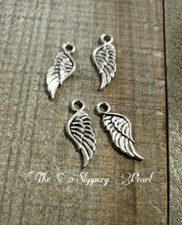 BULK Charms Angel Wing Charms Antiqued Silver 20mm 2 Sided Wholesale Charms 50pc