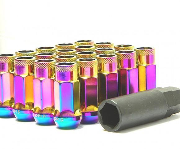 Wheel Mate Muteki SR48 Open End Locking Lug Nut Set of 4 - Burning