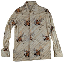 Vintage Kings Road Sears Mens LT Tall Floral Disco Polyester 70s Shirt Hollywood