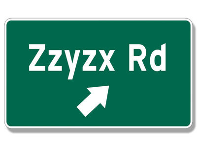 8cm 2xAufkleber Sticker Decal ZzyzxRoad Sign Interstate Freeway Exit F3486