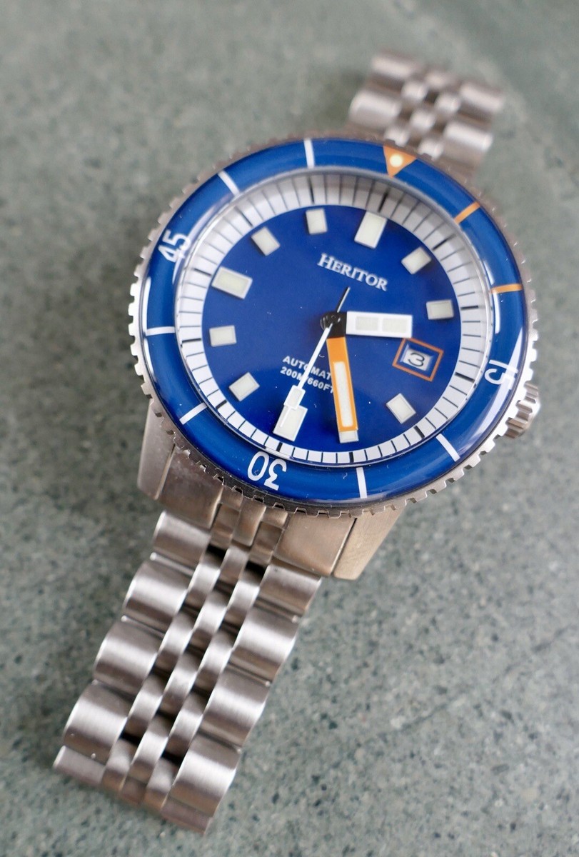 HERITOR Edgard Automatic Navy Blue Dial Mens Diver Hr9103 Watch