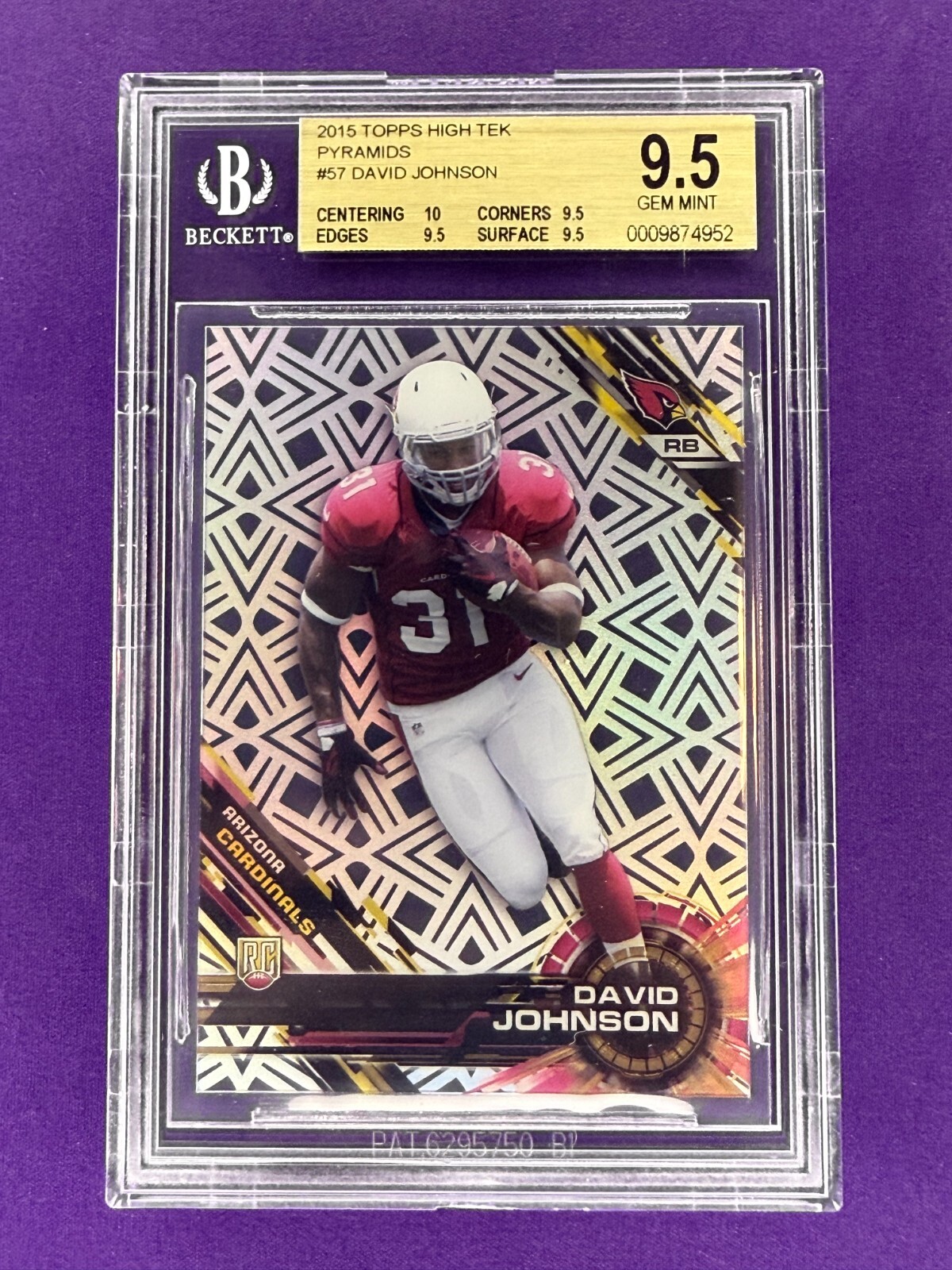 2015 Topps High Tek Pyramids David Johnson RC #57 BGS 9.5 Great Subs 10 Center