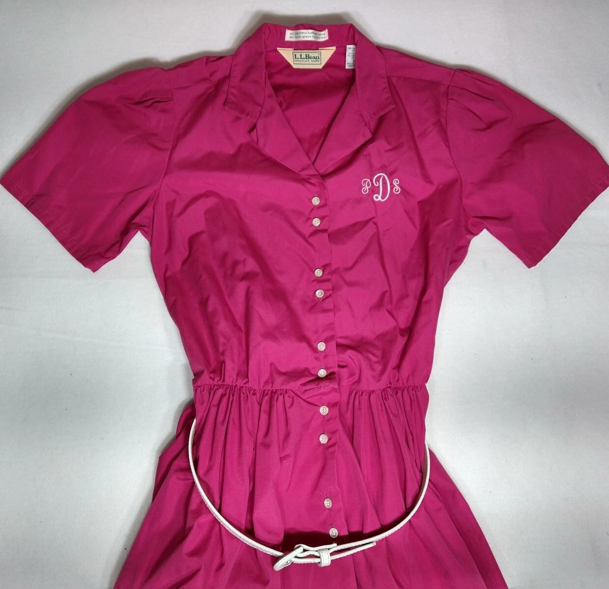 VALENTINO Cotone egiziano vintage anni 70 LL. Abito Bean rosa caldo vestito con bottoni TAGLIA US 8