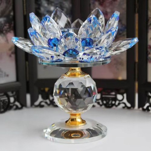 8 Colors Crystal Lotus Candle Holder Lotus Figurines Candle Stand Dinner Decor - Picture 13 of 21