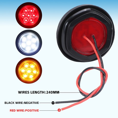 8X 2"in Marker Lights LED Truck Trailer Round Side Light Amber Clearance Grommet - Picture 6 of 10