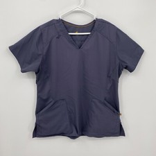 Carhartt Women's Short Sleeve Nurse Scrubs Shirt Pockets Solid Gray Size L