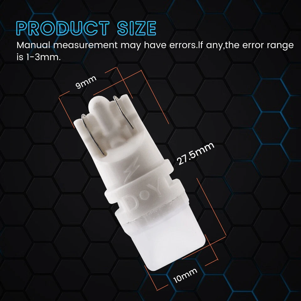 100Pcs 6V 6.3V DC T10 W5W 192 168 194 2SMD 5630 LED Pinball Machine Light Bulbs - Image 2 of 4