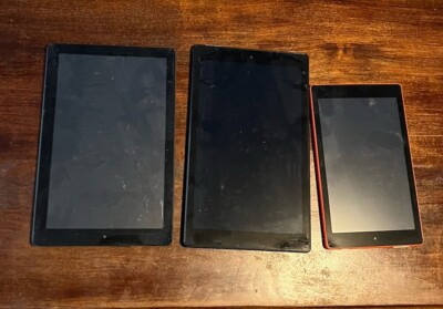Three Tablets Two Amazon Tablets One RCA As Is See Condition/ Description