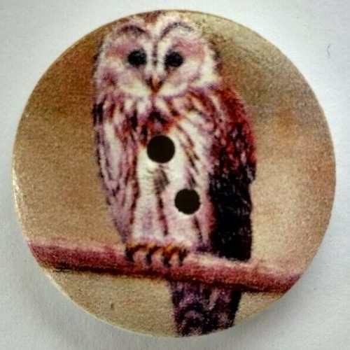 Cute Wooden Wildlife Buttons 18-25mm Fox Deer Squirrel Owl Rabbit Hedgehog Chick - Picture 5 of 12