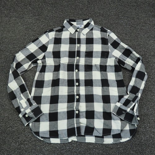 Old Navy Shirt Damen mittelschwarz & weiß kariert geknöpft Flanell klassische Passform