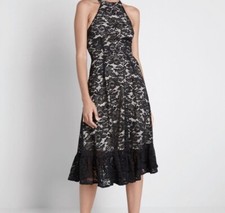 NWT ModCloth NWT A Night Like This Halter Party Dress - Black/Cream - Size 18