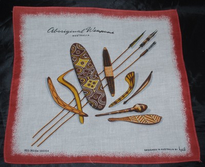 Vintage Souvenir Australia Map handkerchief hanky,Designed by heil,