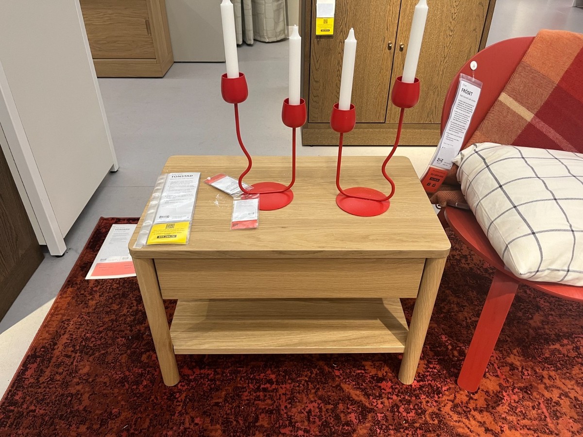 New IKEA TONSTAD Side Table Oak Veneer 64x40 cm (25 ¼x15 ¾