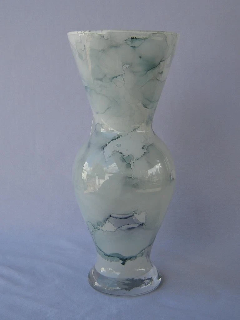Genuine Italian Art Glass Vase Franco Italy Pastel Blue Green Style Asia 265