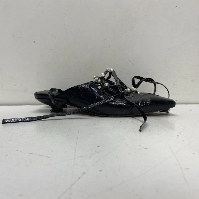 Miista Women's Black Textured Pearl Strap Slipper Strappy Sandals Size 8.5 - Image 3 of 4