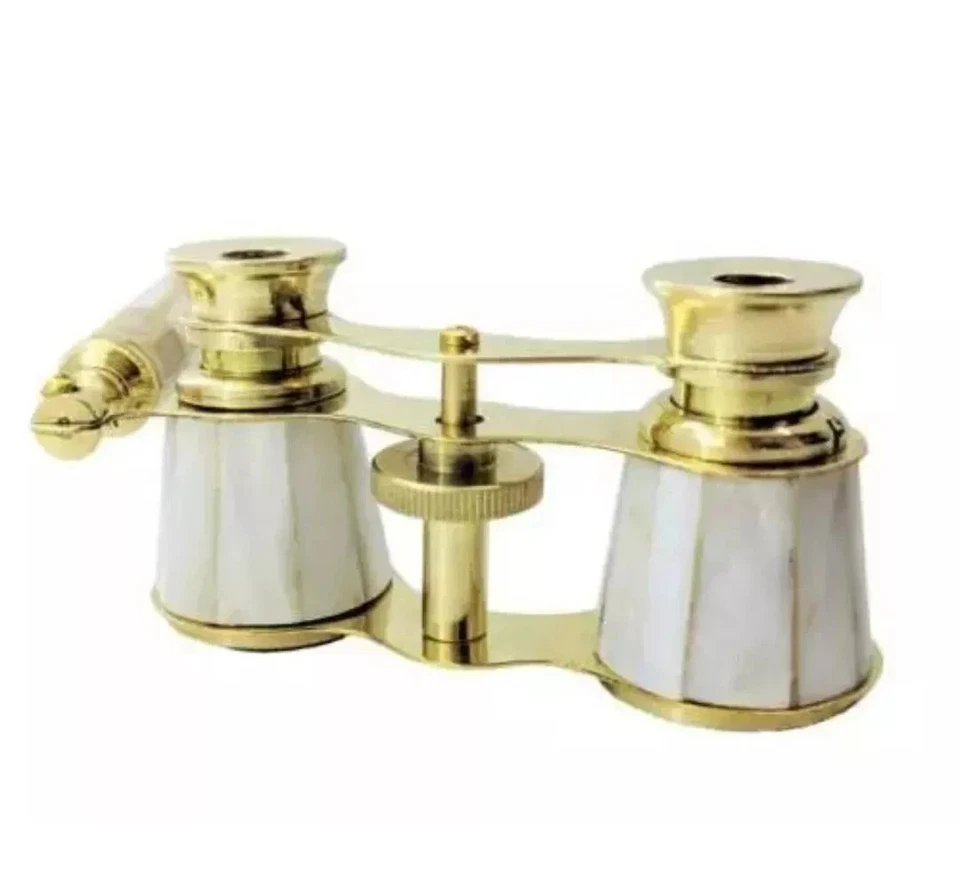 Vintage Brass Opera Glasses Mother of Pearl & Handle Brass Fittings France - Image 4 of 4