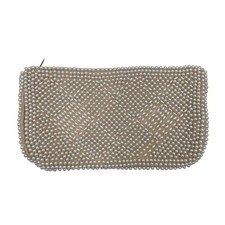 Vintage Miranda Made in Japan Pearl Beaded Clutch Evening Bag Mid Century 1950s