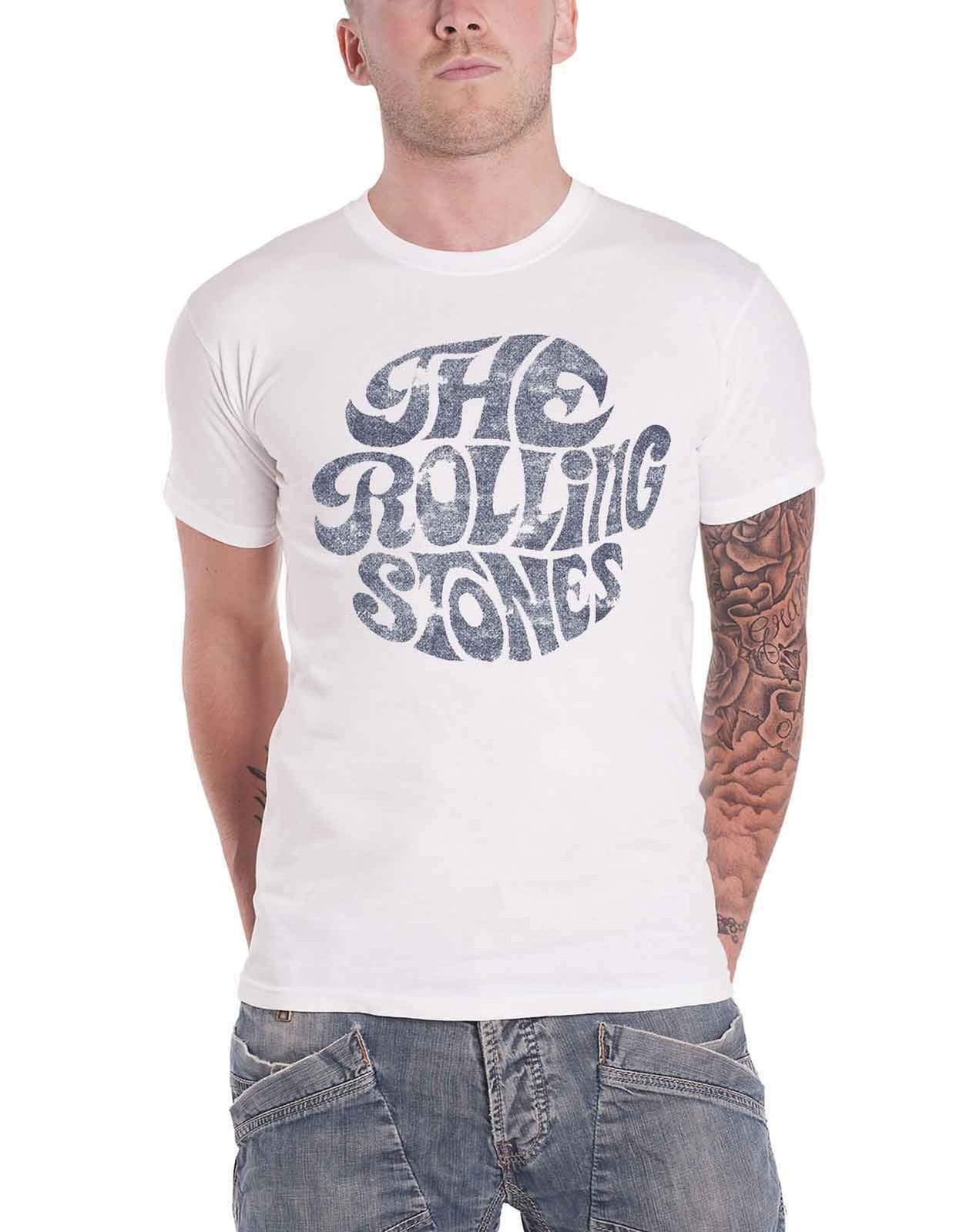 Rolling Stones The T Shirt Vintage 70s Band Logo Official Mens White M Black
