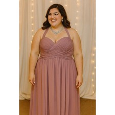 Bridal Traditions 26 Chiffon Gown Bridesmaid Long Formal Wisteria Purple Ruched