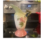 Hull Ceramic Art Pottery Pitcher Pink Green Floral Handle W3-5 1/2 USA