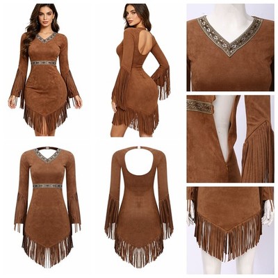 Women Costume Hem Cavewoman Rave Western Christmas Dress Clubwear Jungle Tassel | eBay Women Costume Hem Cavewoman Rave Western Christmas Dress Clubwear Jungle Tassel | eBay