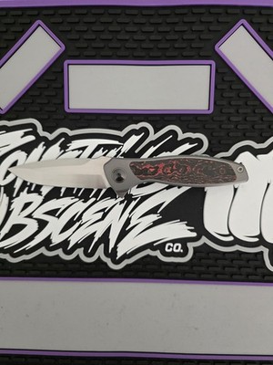 Maxace Perseus Folding Knife Grey Titanium Handle Red Carbon Fiber