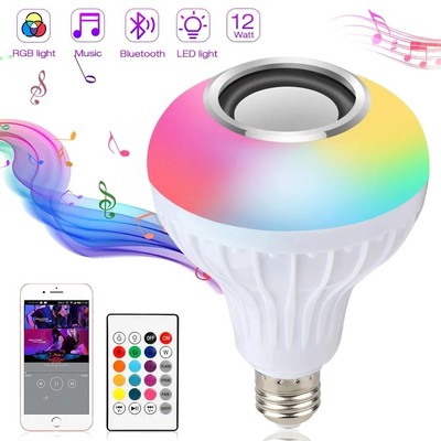 2PACK- Wireless Bluetooth Speaker E27 Bulb LED Light Music RGB Color Remote Lamp